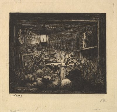 Dormindo a bordo do barco, 1861. de Charles Francois Daubigny