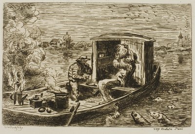Engolir (Refeição no Barco) de Charles Francois Daubigny