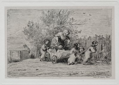 O passeio de barco: herança do carrinho (As crianças com o carrinho) de Charles Francois Daubigny