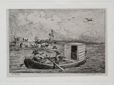 A viagem de barco: Le Mot de Cambronne (The Slanging Match) de Charles Francois Daubigny
