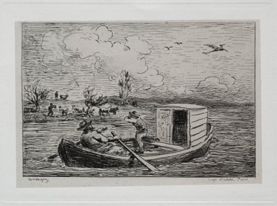 A viagem de barco: Le Mot de Cambronne The Slanging Match, 1861. de Charles Francois Daubigny