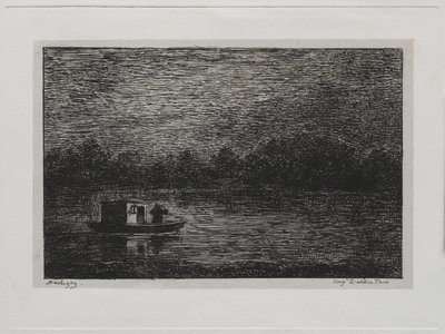 The Boat Trip: Night Voyage ou Net Fishing (segunda versão) de Charles Francois Daubigny