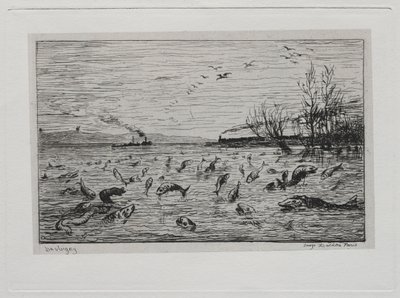 A viagem de barco: Alegria dos peixes na partida do camarote The Fish, 1861. de Charles Francois Daubigny