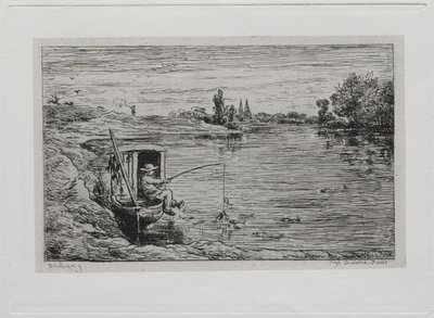 A Viagem de Barco: A Pesca do Cabinado (Pesca de Linha) de Charles Francois Daubigny