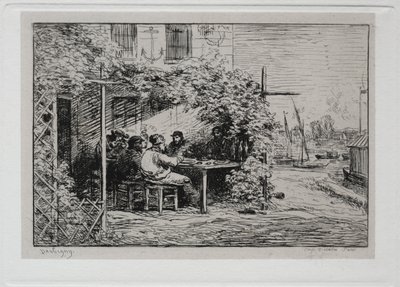 A viagem de barco: o almoço antes de embarcar em Asnières de Charles Francois Daubigny