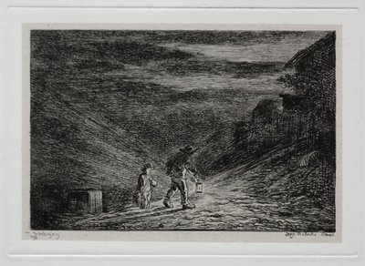 A viagem de barco: a busca por uma pousada, 1861. de Charles Francois Daubigny