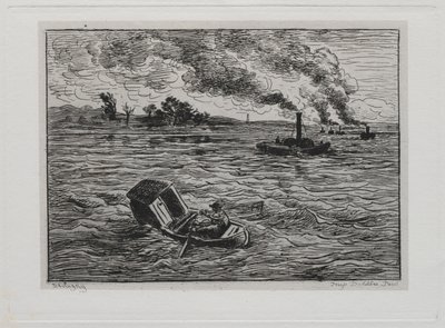 A viagem de barco: os barcos a vapor ou cuidado com os vapores de Charles Francois Daubigny