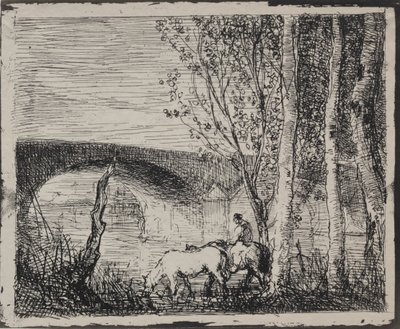 The Bridge, impressão original 1862, impressa em 1921. de Charles Francois Daubigny