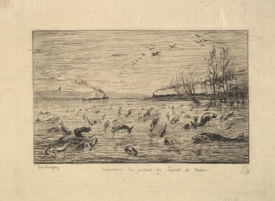 Os peixes se alegram com a partida do camarote, 1861. de Charles Francois Daubigny