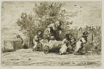 A herança da carroça (As crianças com a carroça) de Charles Francois Daubigny