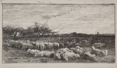 O grande redil, impressão original em 1862, impressa em 1921. de Charles Francois Daubigny