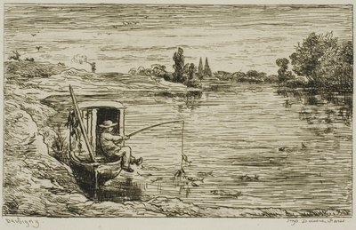 O rapaz do navio a pescar (Pesca com linha) de Charles Francois Daubigny