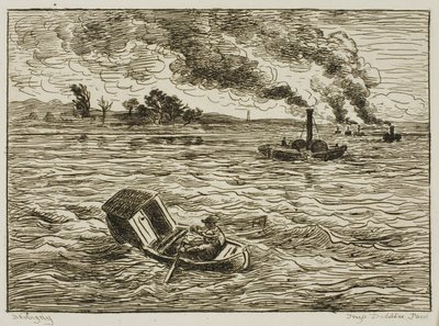 Os Barcos a Vapor (Steamy Harbor) de Charles Francois Daubigny