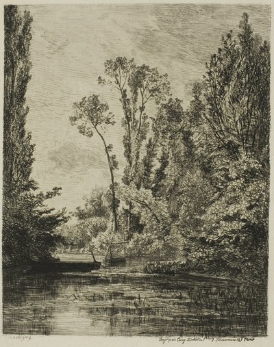 As Ilhas Virgens em Bezons (The Fishing Hole) de Charles Francois Daubigny