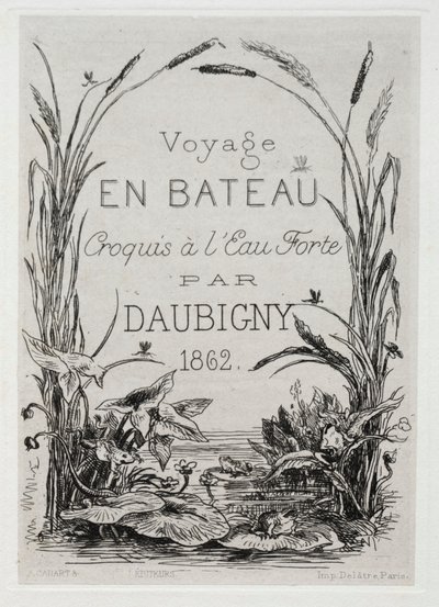 Título do frontispício do álbum: A Viagem de Barco de Charles Francois Daubigny