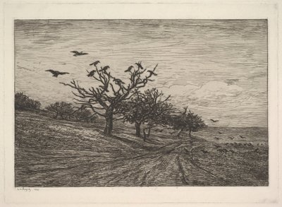 Árvore cheia de corvos, 1867. de Charles Francois Daubigny