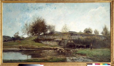 Veu de l "ecluse d" Optevoz Pintura de Charles François Daubigny de Charles Francois Daubigny