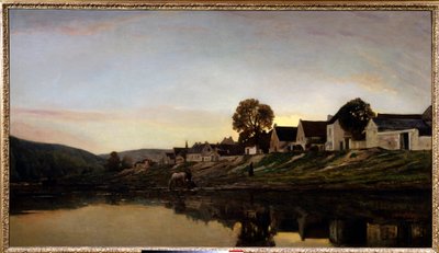 Aldeia perto de Bonnieres Pintura de Charles Francois Daubigny (1817-1878) 1861 Colecção privada. de Charles Francois Daubigny
