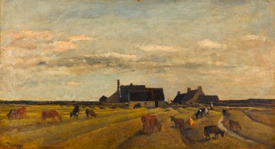 ""Vista de uma fazenda em Kerity na Bretanha"" (Fazenda em Kerity, Bretanha) Pintura de Charles-Francois (Charles Francois) Daubigny (1817-1878) Dim 64x101 cm Óleo sobre tela Gemeentemuseum Den Haag de Charles Francois Daubigny