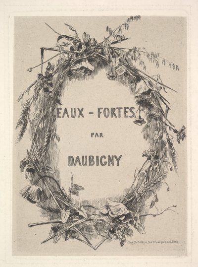 Coroa de flores silvestres, título de Eaux-Fortes par Daubigny, 1850. de Charles Francois Daubigny