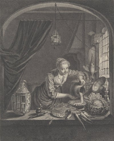 Leiteira após a pintura de G.Dou no Gabinete do Sr. Poullain, meados do século XVII. de Charles François Adrien Macret