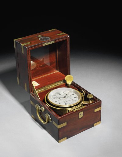 Um cronômetro marinho vitoriano de dois dias com balança Hartnup, c.1870 (montado em mogno e latão) de Charles Frodsham