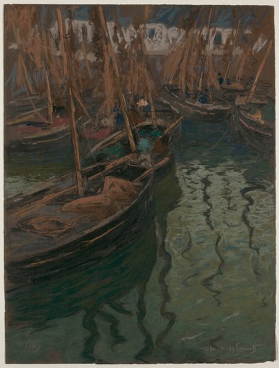 A Dock Harmony - Barcos de Pesca de Charles Fromuth