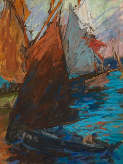 Vela de Verão (pastel sobre papel escuro) de Charles Fromuth