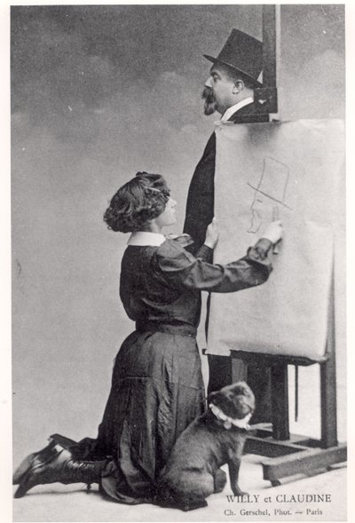 Cartão postal retratando Colette e seu marido Willy (foto p/b) de Charles Gerschel