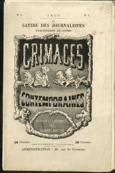 Ilustração de Charles Gilbert-Martin (1839-1905) para a capa de "Grimaces Contemporâneos". de Charles Gilbert Martin