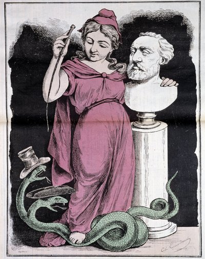 A República no Concurso da Cidade de Paris: Meu Assunto - por Gilbert-Martin (Marianne e Gambetta), em "Dom Quixote", março de 1878 de Charles Gilbert Martin