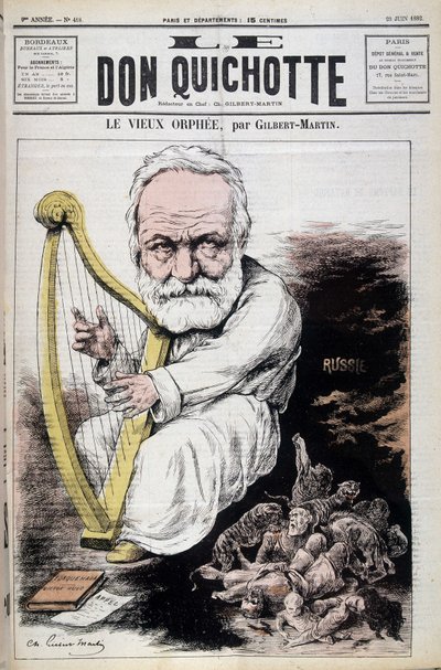 O Velho Orfeu: desenho animado sobre Victor Hugo e a Rússia - por Gilbert-Martin (Gilbert Martin), em "Don Quixote de 23/06/1882 de Charles Gilbert Martin