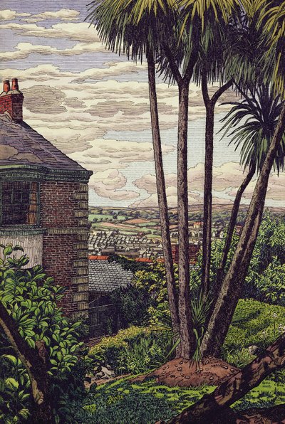 Um Newlyn Garden (caneta, tinta e aguarela sobre papel) de Charles Ginner
