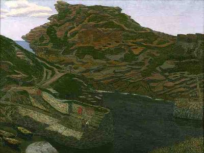 Boscastle Harbour, Cornwall (óleo sobre tela) de Charles Ginner