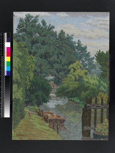 A caça na corrente do moinho, c.1930 de Charles Ginner