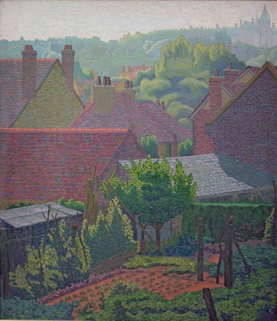 Telhados de aldeia (petróleo) de Charles Ginner