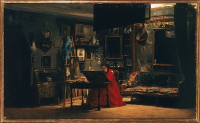 A princesa Mathilde (1820-1904) no seu estúdio, rue de Courcelles, cerca de 1860 (óleo sobre tela) de Charles Giraud