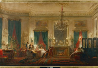 O salão da princesa Mathilde, filha do rei Jerónimo e da rainha Catarina de Wuerttemberg, na rue de Courcelle em Paris ... (óleo sobre tela) de Charles Giraud