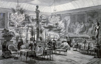Jardim de Inverno da Princesa Mathilde, guache e desenho a tinta de Charles Giraud (1819-1892) de Charles Giraud