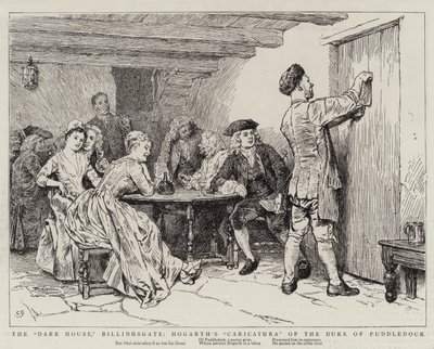 A Casa Negra, Billingsgate, a Caricatura de Hogarth do Duque de Puddledock de Charles Green