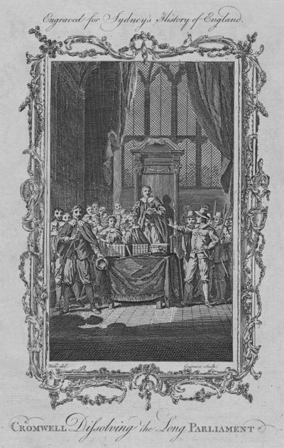 Cromwell dissolvendo o Parlamento Longo, 1773. de Charles Grignion