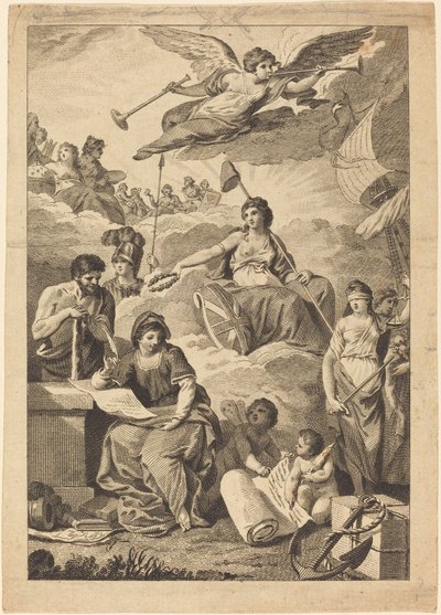 História da coroação da Britânia de Charles Grignion, after Conrad Martin Metz
