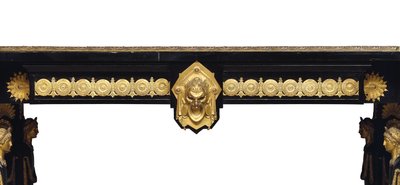 Mesa Napoleão III, projetada por Jean Brandely, marchetaria de E. Varlot, Paris, c.1850-75 (ormolu, cobre dourado, ébano e sicômoro) de Charles Guillaume Diehl