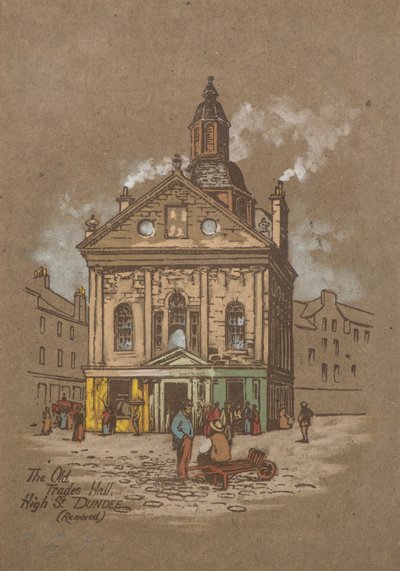 The Old Trades Hall, High Street, Dundee (impressão colorida à mão) de Charles Gustav Louis Phillips