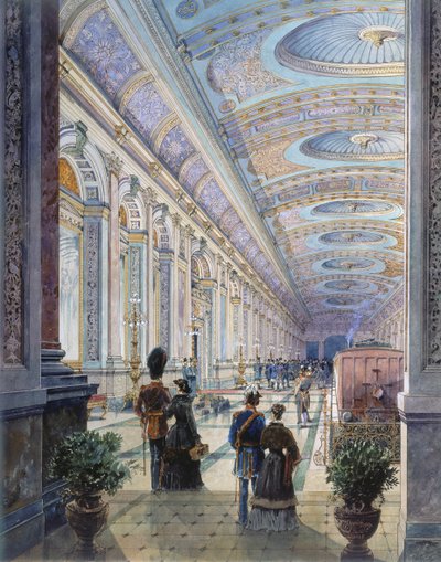 Interior elaborado da estação, 1883 (wc no papel) de Charles H. Driver