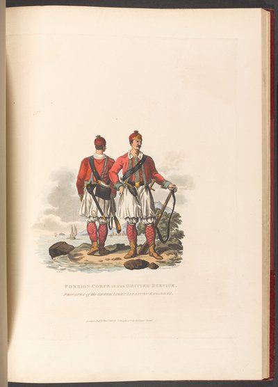 Corpo Estrangeiro no Serviço Britânico. Privados do Regimento Grego de Infantaria Ligeira de Charles Hamilton (after) Smith