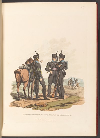 Hussardos e Infantaria do Corpo do Duque de Brunswick Oelss de Charles Hamilton (after) Smith