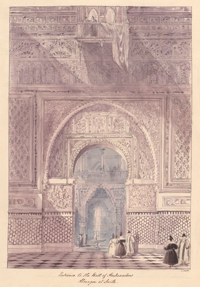 Entrada no Salão dos Embaixadores, Alcazar em Sevilha de Charles Hamilton Smith