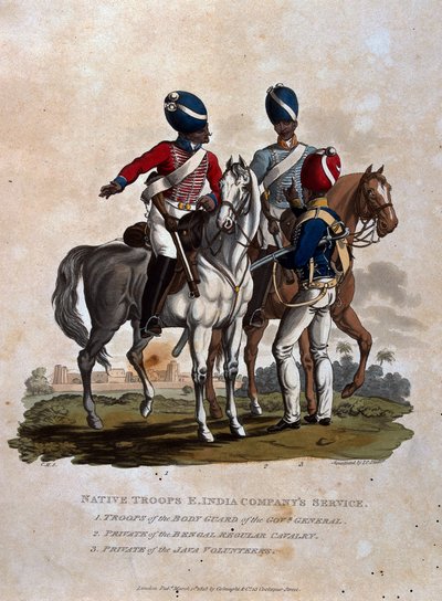 Tropas Nativas, Serviço da Companhia das Índias Orientais, Tropas da Guarda Corporal do Governador Geral, Privado da Bengala Regular, de &39;Trajes do Exército do Império Britânico, de acordo com o último de Charles Hamilton Smith
