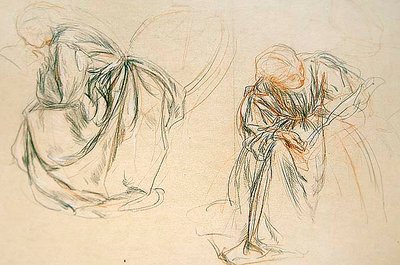 Estudos de leitura de uma mulher sentada (papel) de Charles Haslewood Shannon